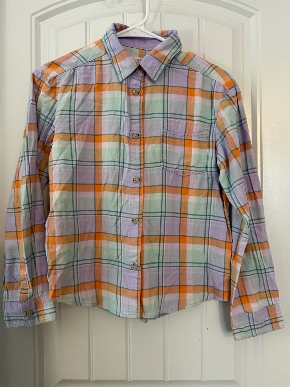 Cat & Jack Pastel Plaid Button-Down Shirt in Lavender, Mint & Orange